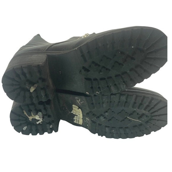 Steve Madden Granite Black Leather‎ Zipper Lug Sole Ankle Boots Women's 9.5 - Picture 6 of 6